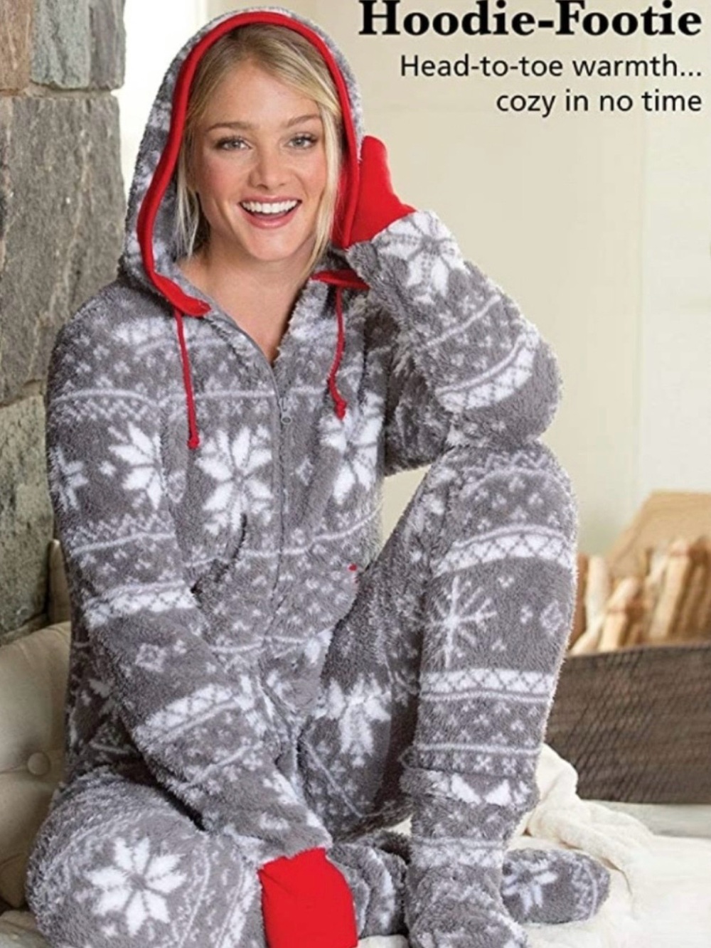 Pajamagram Hoodie Footie Fleece Onesie Medium NWT